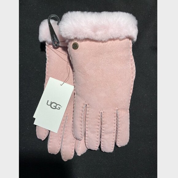 UGG Genuine Dyed Shearling Gloves in pink NWT Retail $155 SZ: M New with tag - Picture 2 of 5